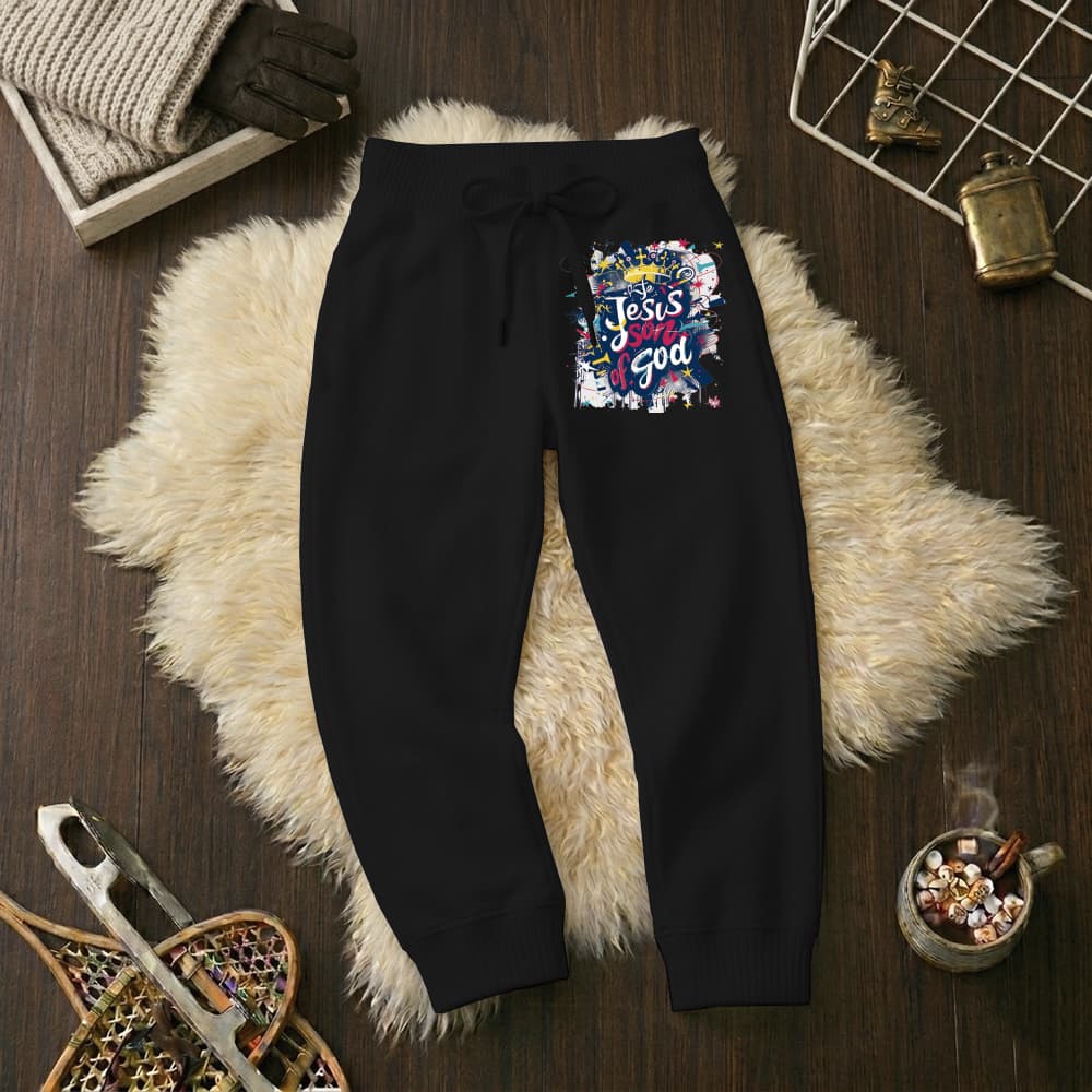 Calças Infantil Jogger Moletom Estampada Jesus Coroa Punho Flanelado Wide Leg Tamanho 6 16