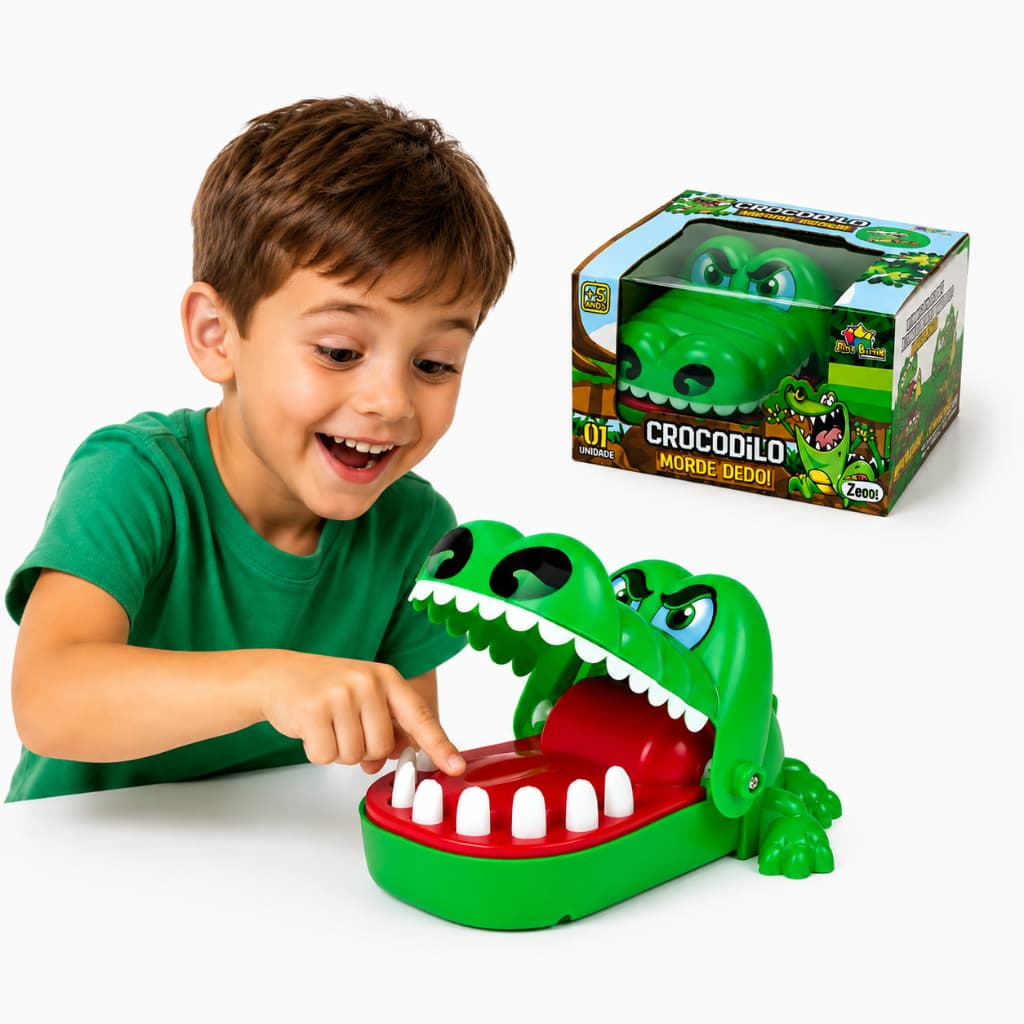 Jogo Crocodilo Jacaré  Morde Dedo Brinquedo Fácil de Brinca diversão para toda familia