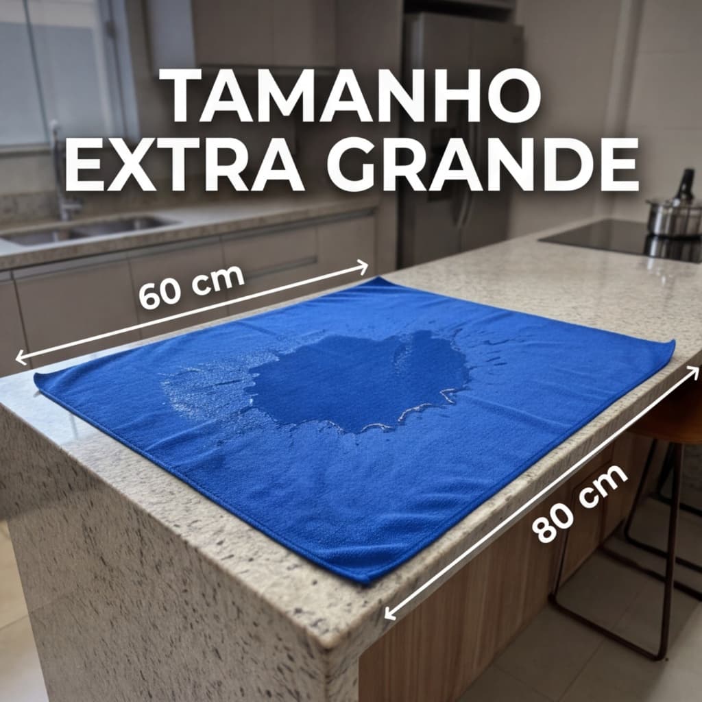 Kit de Pano Multiuso Microfibra 60x80cm Alta Absorção Limpeza Profissional