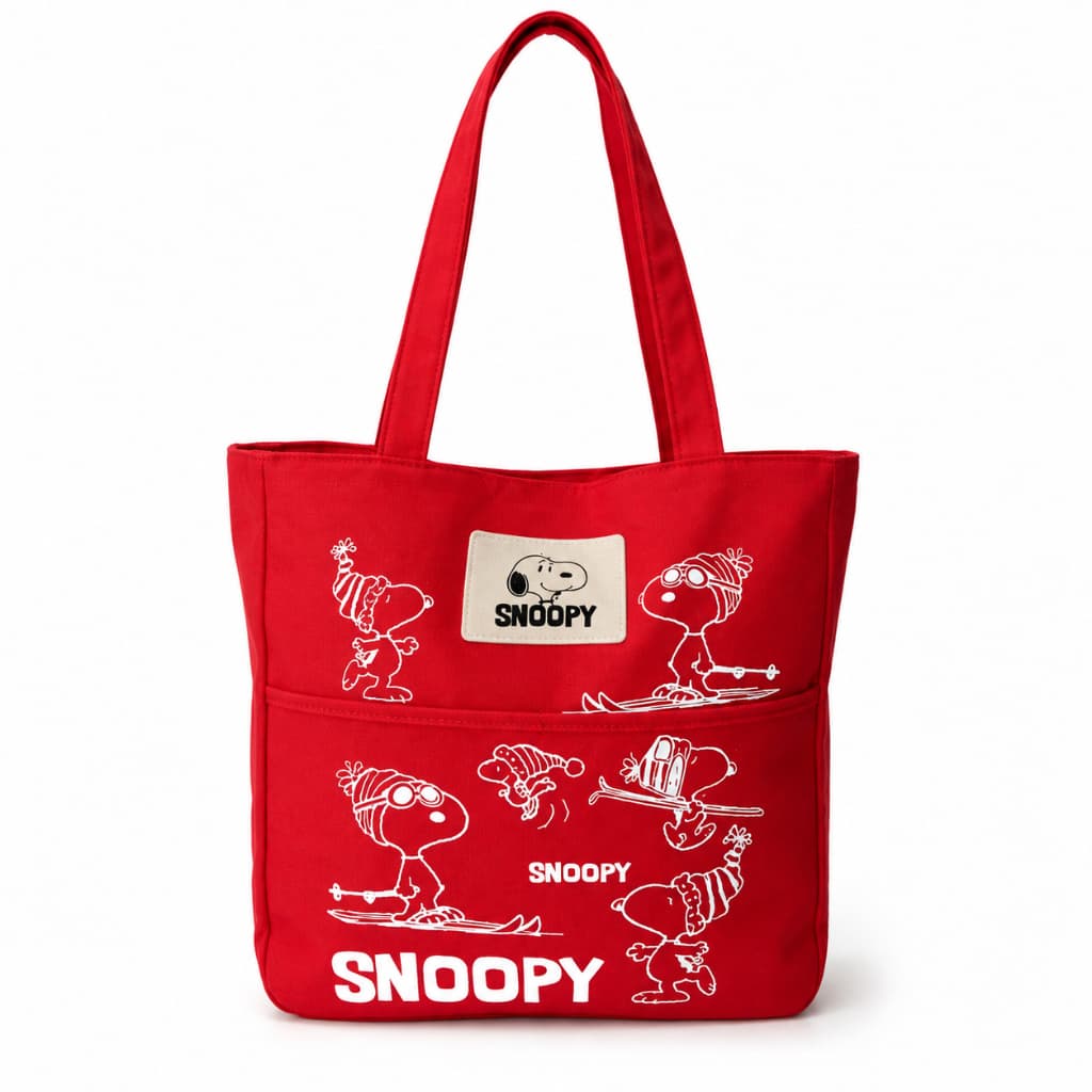 Bolsa Com Estampa Snoopy Vermelha 2 Compartimentos Para Seus Acessórios