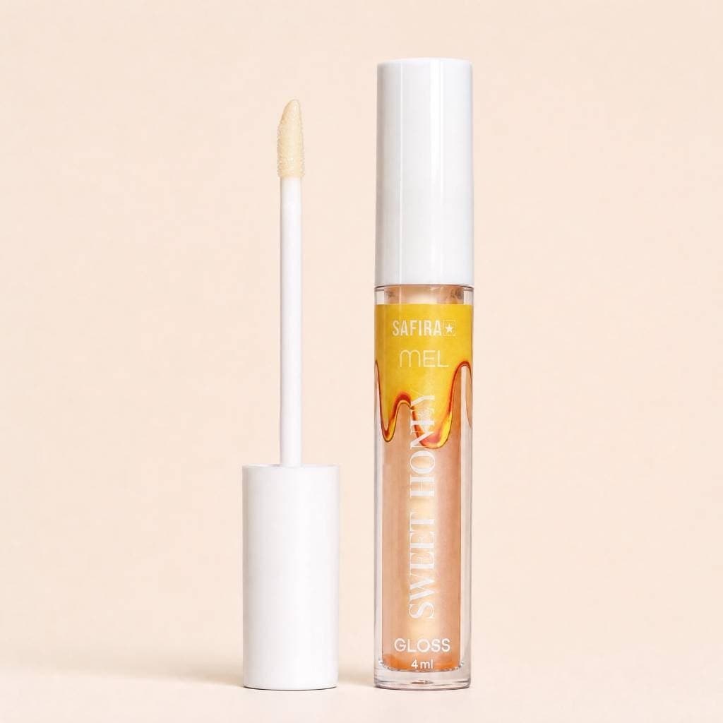 Gloss Labial Sweet Honey Safira - Efeito Mel, Hidratação Intensa e Brilho Natural 4