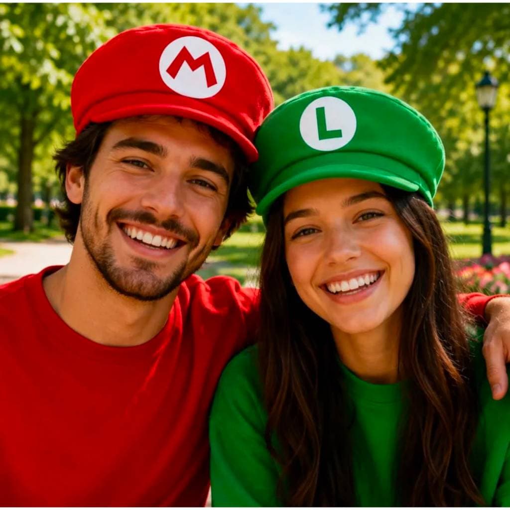 Quepe Super Mario Bros Boina Chapéu Fantasia Mario e Luigi Adulto Infantil + Brinde