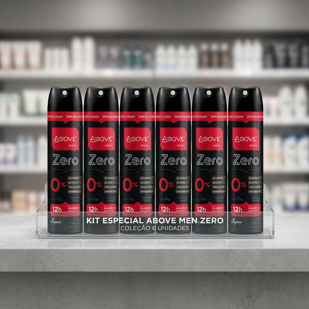 Desodorante kit 6 Above Men Zero Vegano 0% Alumínio Antitranspirante Antiodor 12h 150ml