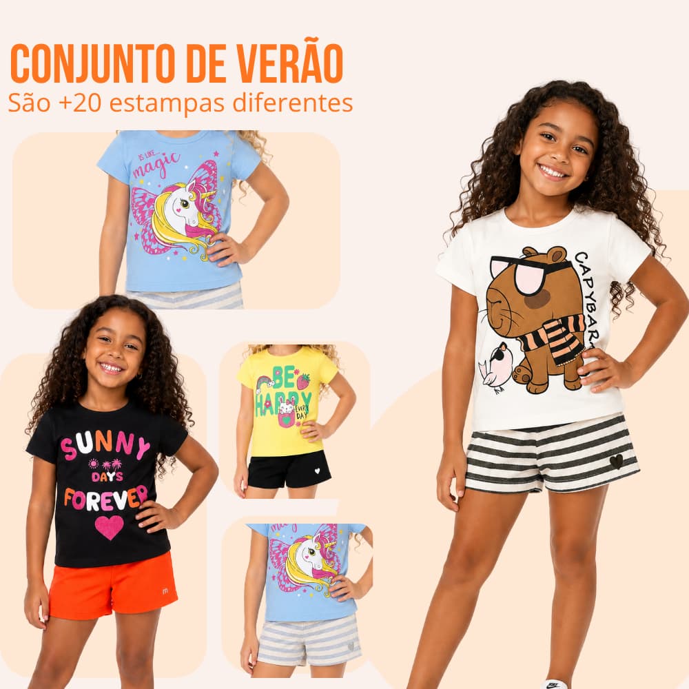 Kit Sortido 6 Ou 10 Peças de Roupas Infantil Bebê Menina (Camisetas + Bermudas) Conjunto Infantil Feminino de Calor