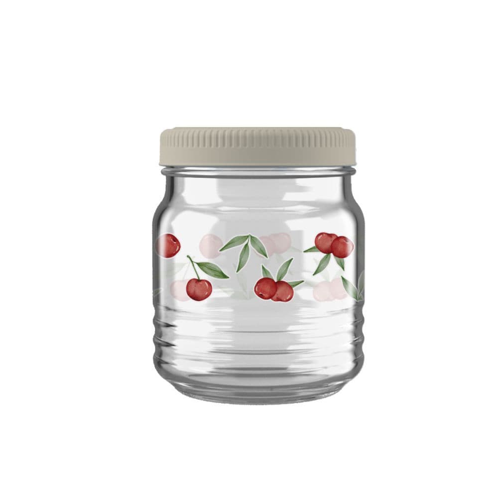 Pote Vidro 500mL Juá Decorado Tutti Frutti com Tampa Plástica Cores Sortidas Sempre