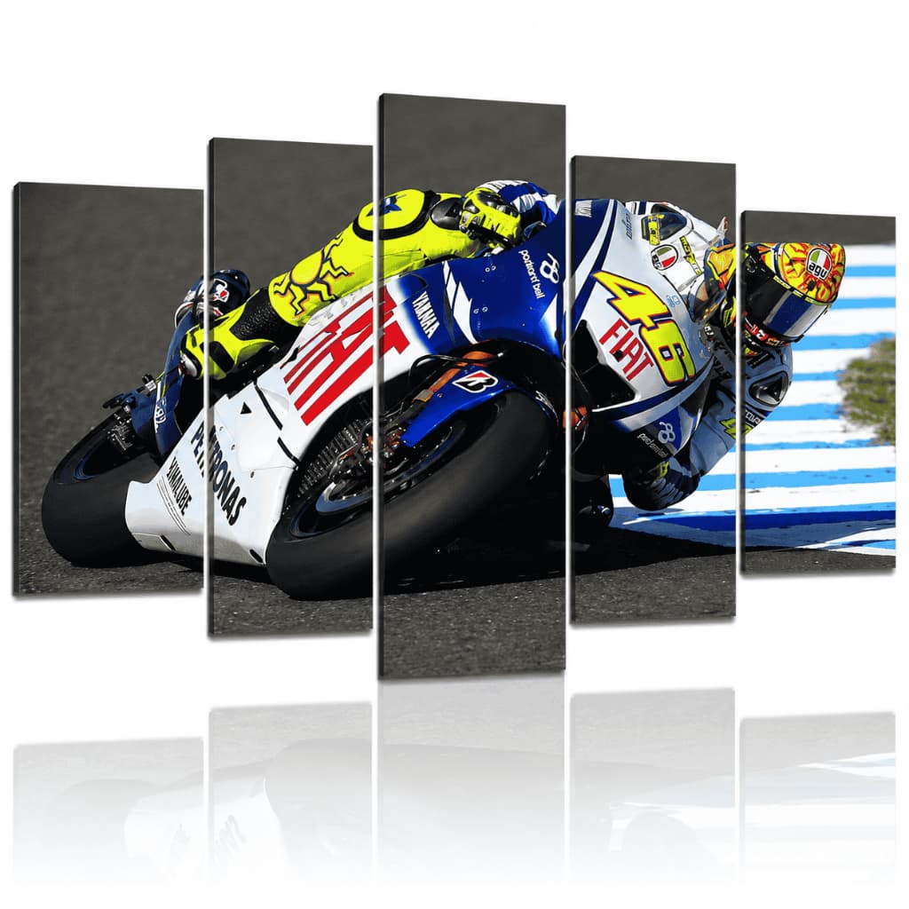 Quadros Decorativos Mosaico 5 Partes Moto Gp1 Esporte Ultras Garagem Específica