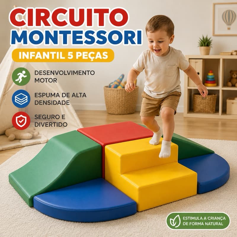 Circuito Montessori Infantil 6 Peças Espuma Alta Densidade Desenvolvimento Motor