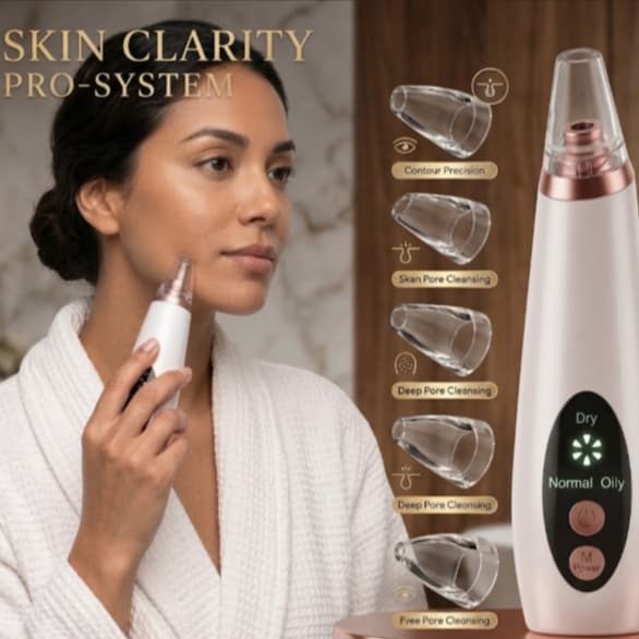 Limpador Facial Elétrico USB com 6 Pontas e Sucção Ajustável DIBEA