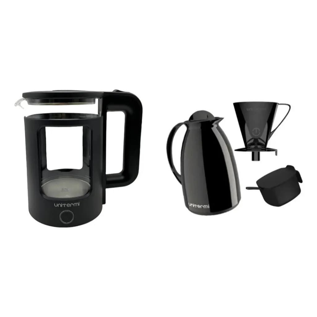 Kit Café Chaleira Elétrica Garrafa Açucareiro Coador
