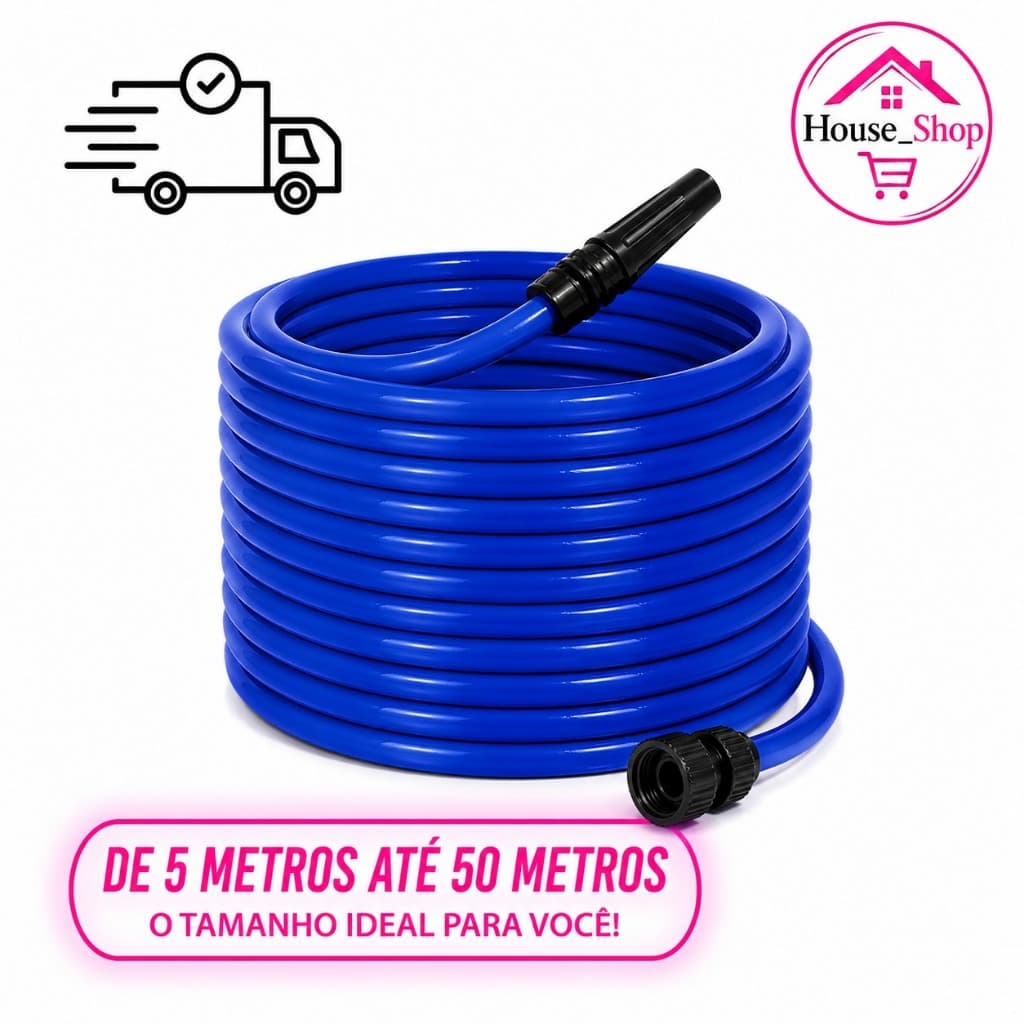 Mangueira de Jardim Reforçada Lisa Flexível e Resistente 5m a 50m Completa com Esguicho