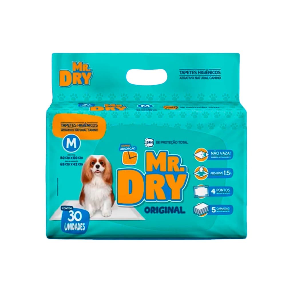 Tapete Higiênico Mr Dry para Cães 80x60 com 30 unidades