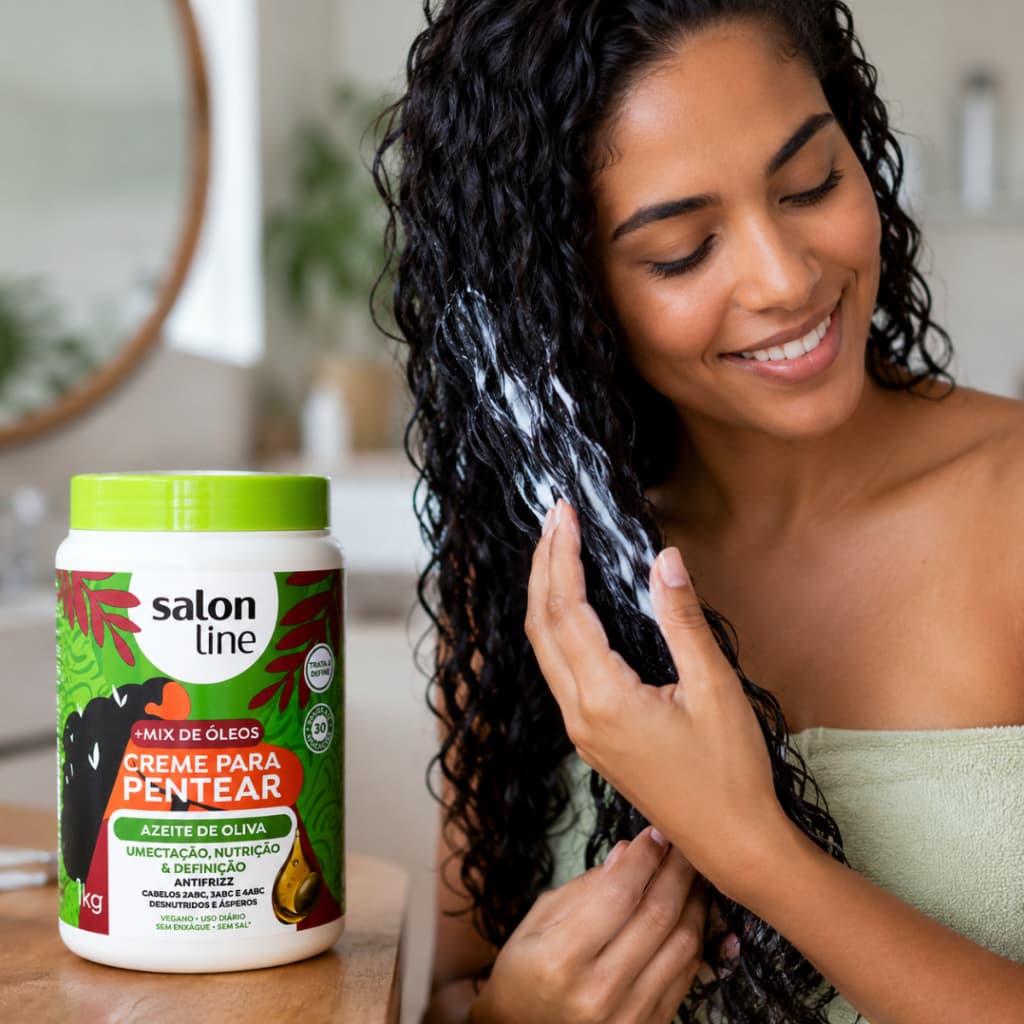 Creme Para Pentear Salon Line Azeite De Oliva 1kg Nutrição Cachos