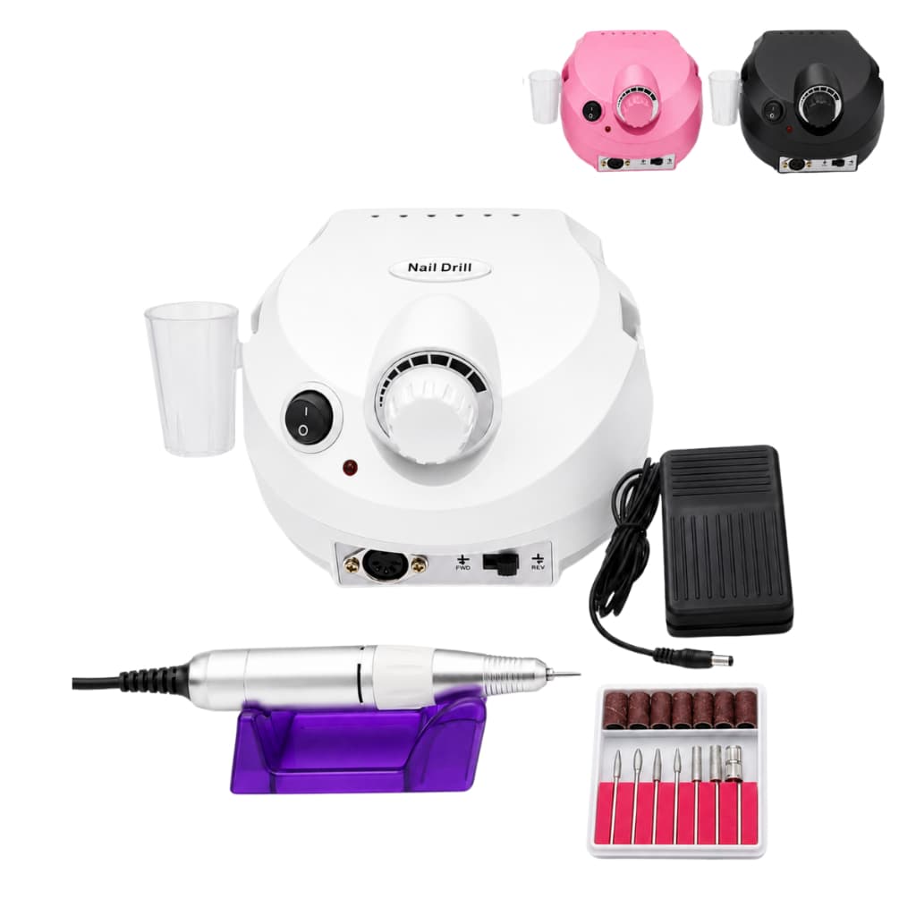 Lixadeira Unha Gel Profissional Motor Porquinho Bivolt 45.000 RPM Kit Brocas Pedal Manicure Pedicure Acrigel