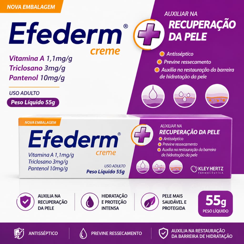 Efederm Creme 55g Hertz - Recuperação da Pele e Hidratação Intensa | Creme Hidratante Reparador