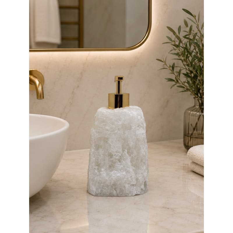Saboneteira de Pedra Natural Quartzo Branco