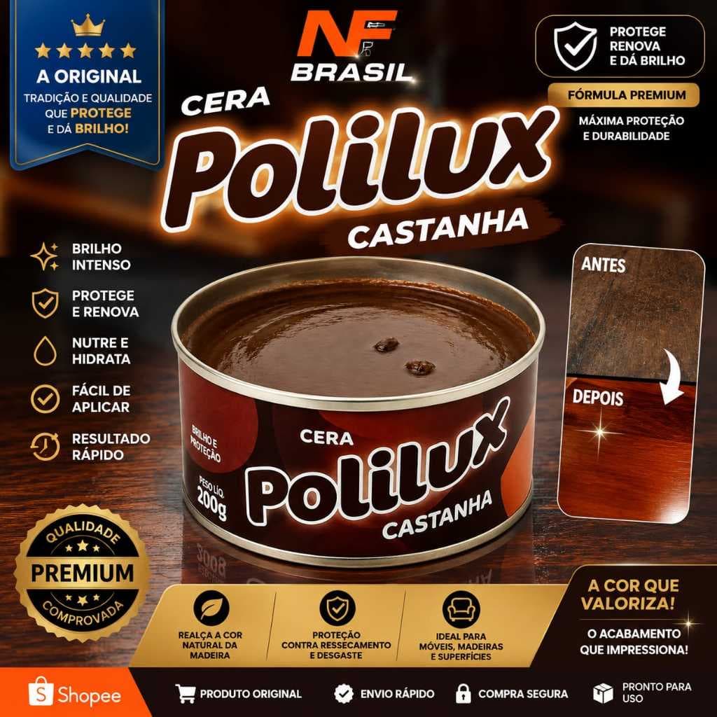 Cera Em Pasta Para Móveis De Madeira Polilux Castanha