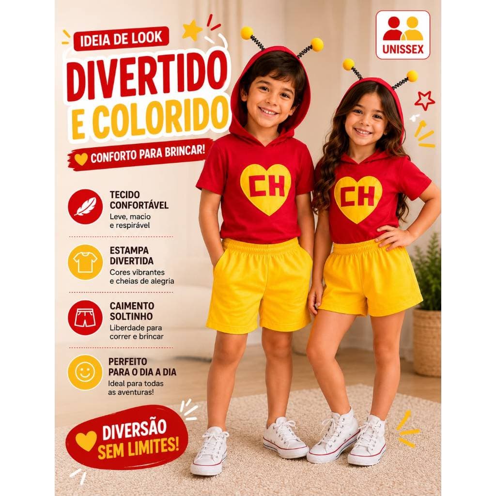 Conjunto Infantil Fantasia do Chapolin Colorado Chaves