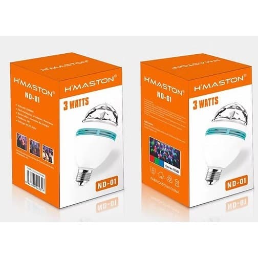 Lampada LED RGB Giratória H'Maston 3W para Festa Bivolt 110/220V