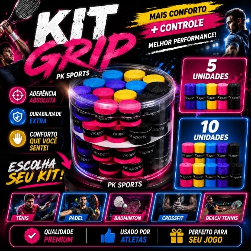 Fita Antiderrapante para Guidão Bike Moto Academia e Raquete de Beach Tennis Perfurada Alta Aderência - Cores Sortidas