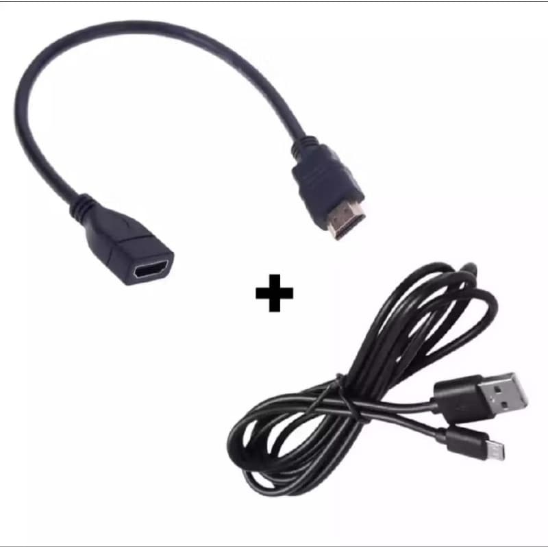 Kit Cabo  Extensor HDMI 20cm + Cabo  USB V8  para Game Stick 4k Lite