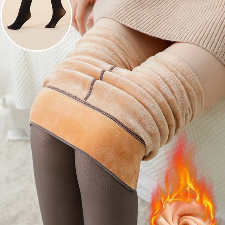 Meia-Calça Térmica Feminina Peluciada Translúcida Efeito Pele Cintura Alta Modeladora Levanta Bumbum Inverno