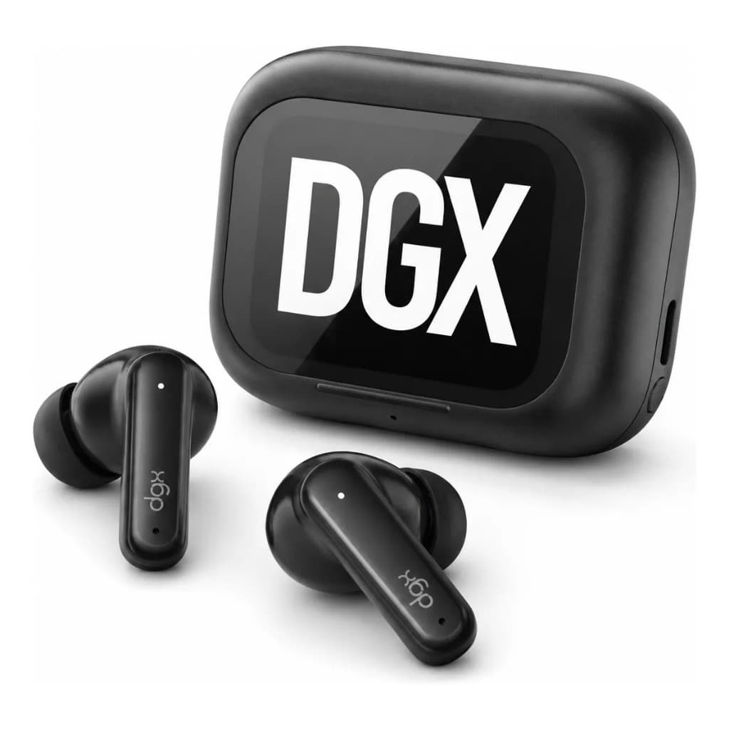 Fone De Ouvido Bluetooth DGX 5.4 ANC ENC Tela Touch Smart Case Microfone Sem Fio Preto Original