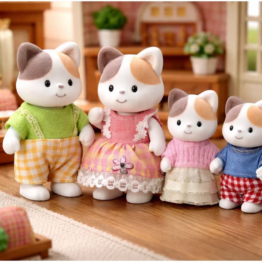 Kit Coleção Família Casinha Feliz Meninas Sylvanian Playset Miniaturas Galindo Toys Zoop Original