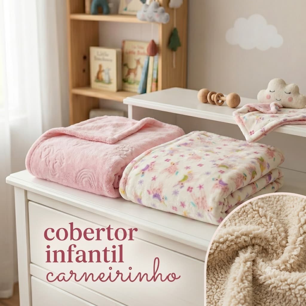 Cobertor de Bebê Dupla Face Infantil Carneirinho Antialérgico Quentinho