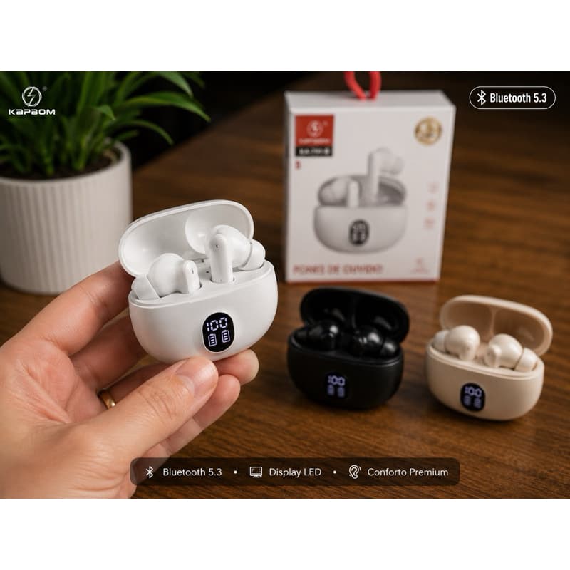 Fone Bluetooth 5.3 Sem Fio Display Digital Touch Android iPhone Kapbom KA-791B