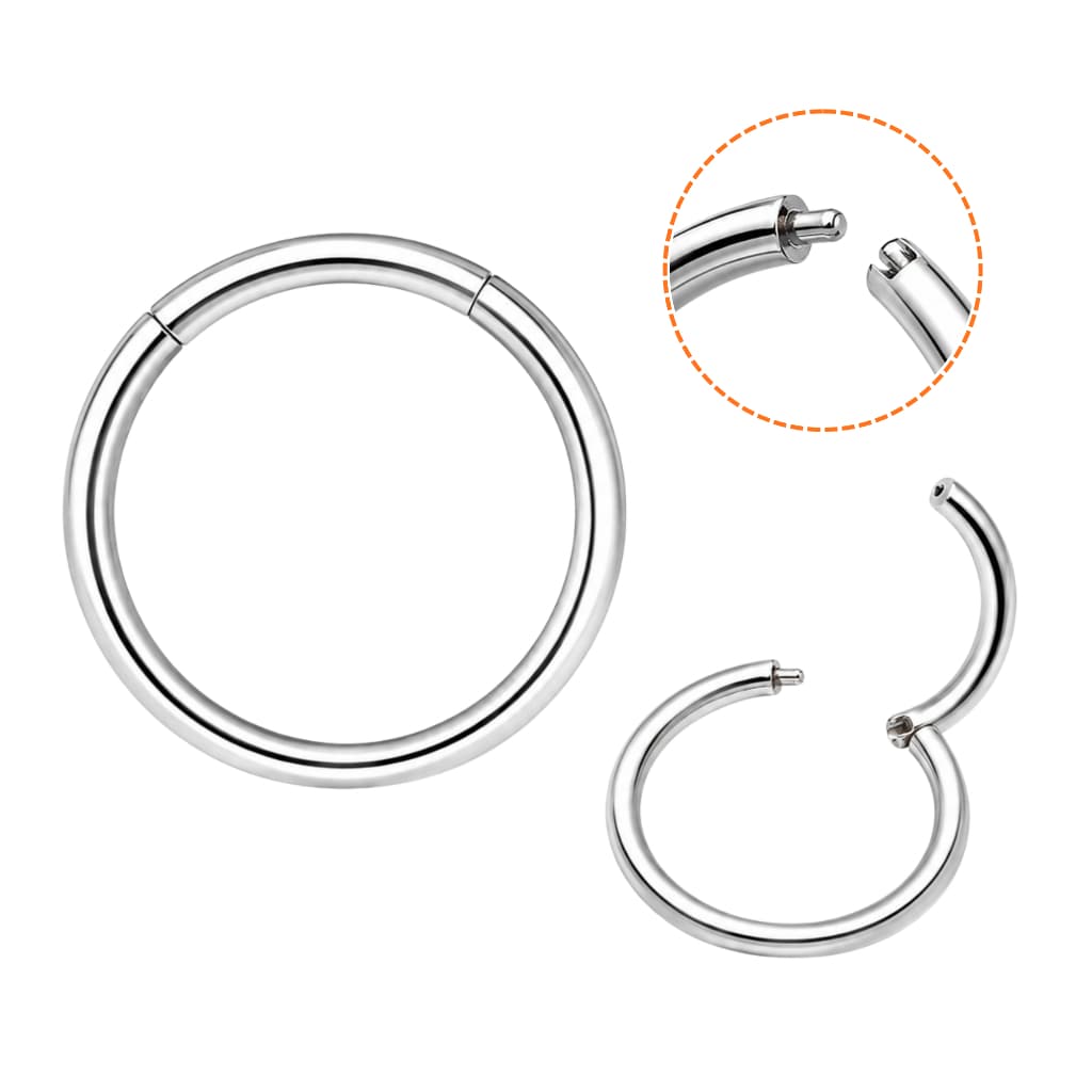 1/2/3 Unidades Piercing Argola Articulada Aço Cirúrgico Fecho Click Nariz Hélix Septo 8mm 10mm 12mm
