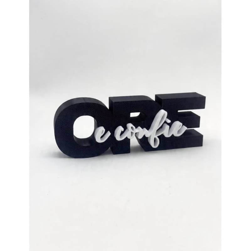 Decoração Ore e Confie | Letreiro 3D Religioso | Enfeite Mesa Estante Fé | Presente Cristão