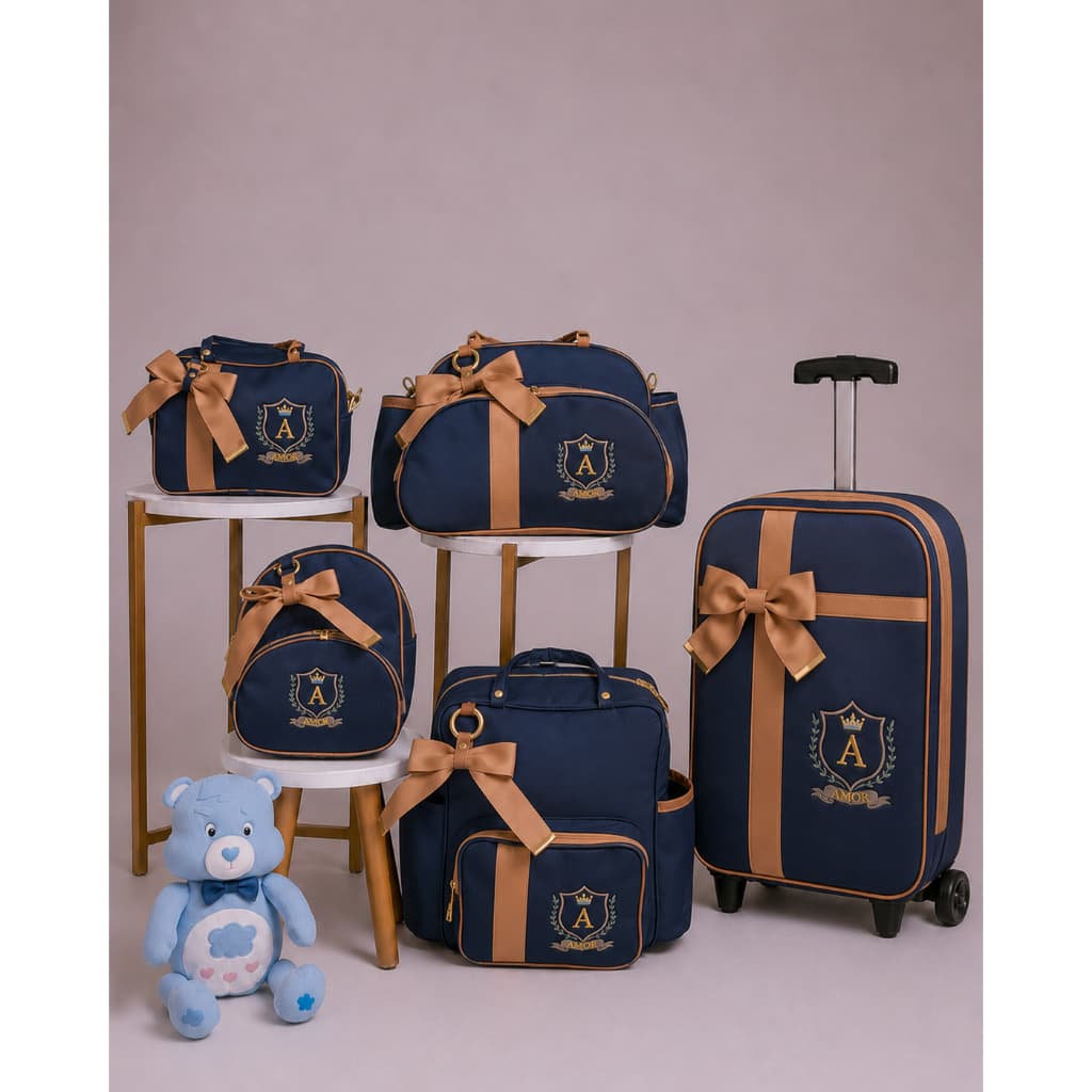 Kit Bolsas Maternidade Luxo Brasão Menino Personalizado