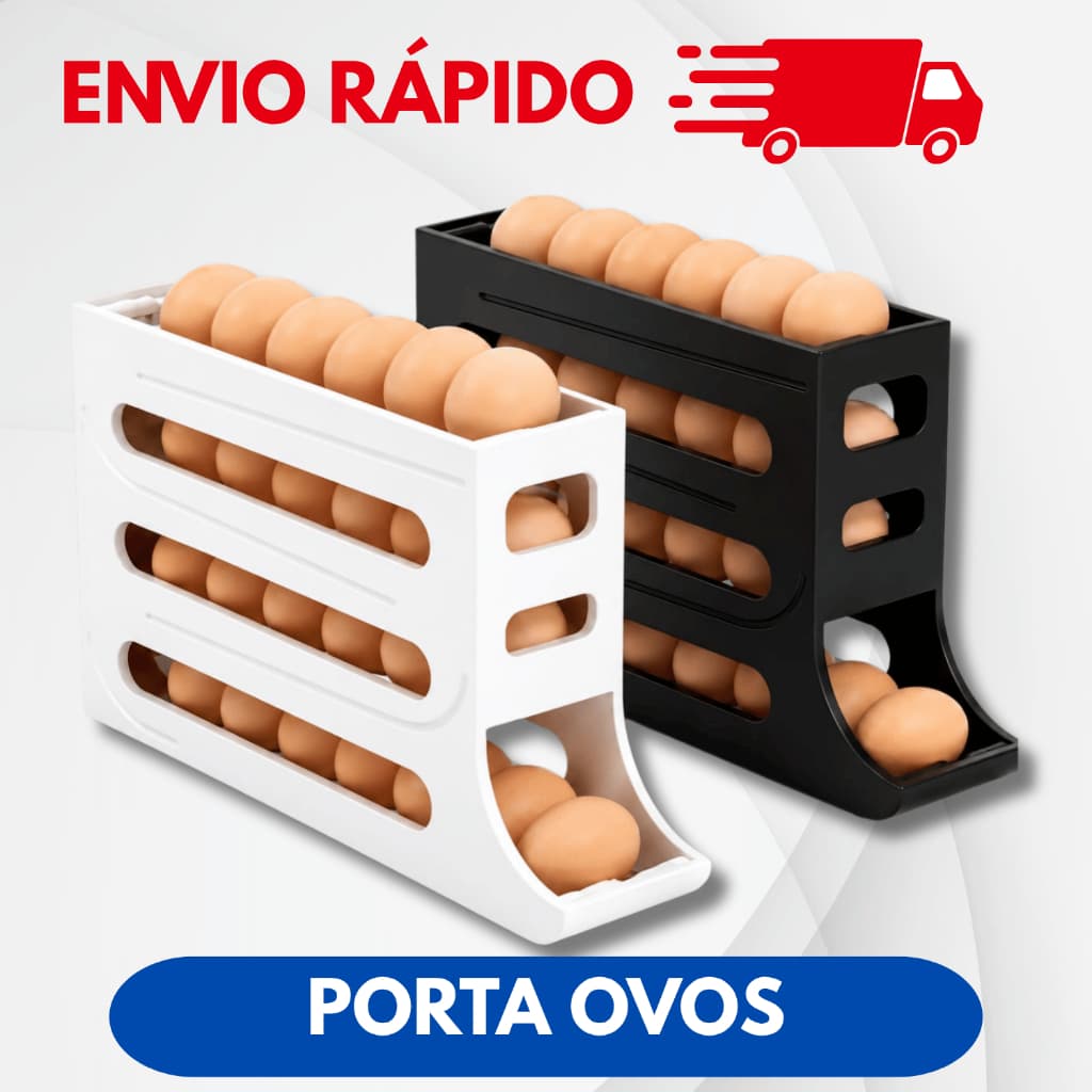 Porta Ovos 4 Andares em plástico Organizador Rolante para Geladeira 20 a 30 Ovos