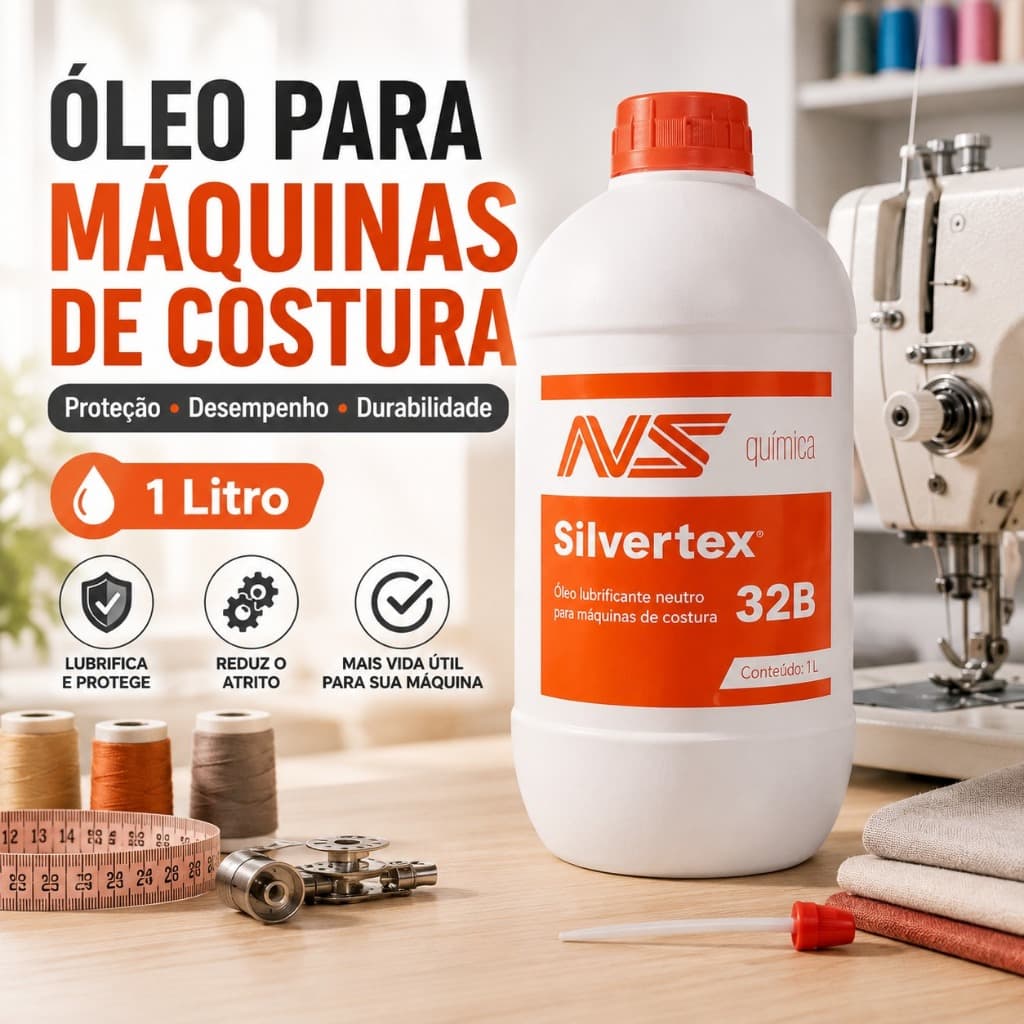 Óleo 1litro Ns Silvertex 32b para Maquinas De Costura Industrial Reta Overlock e Cobertura Galoneira