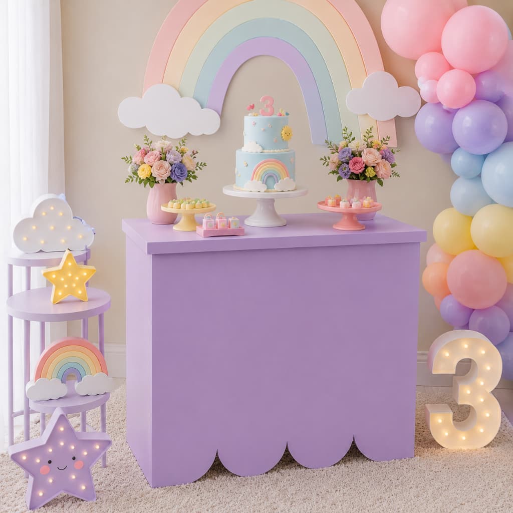 Mesa Decoração Desmontável Arco Íris Festas Aniversários