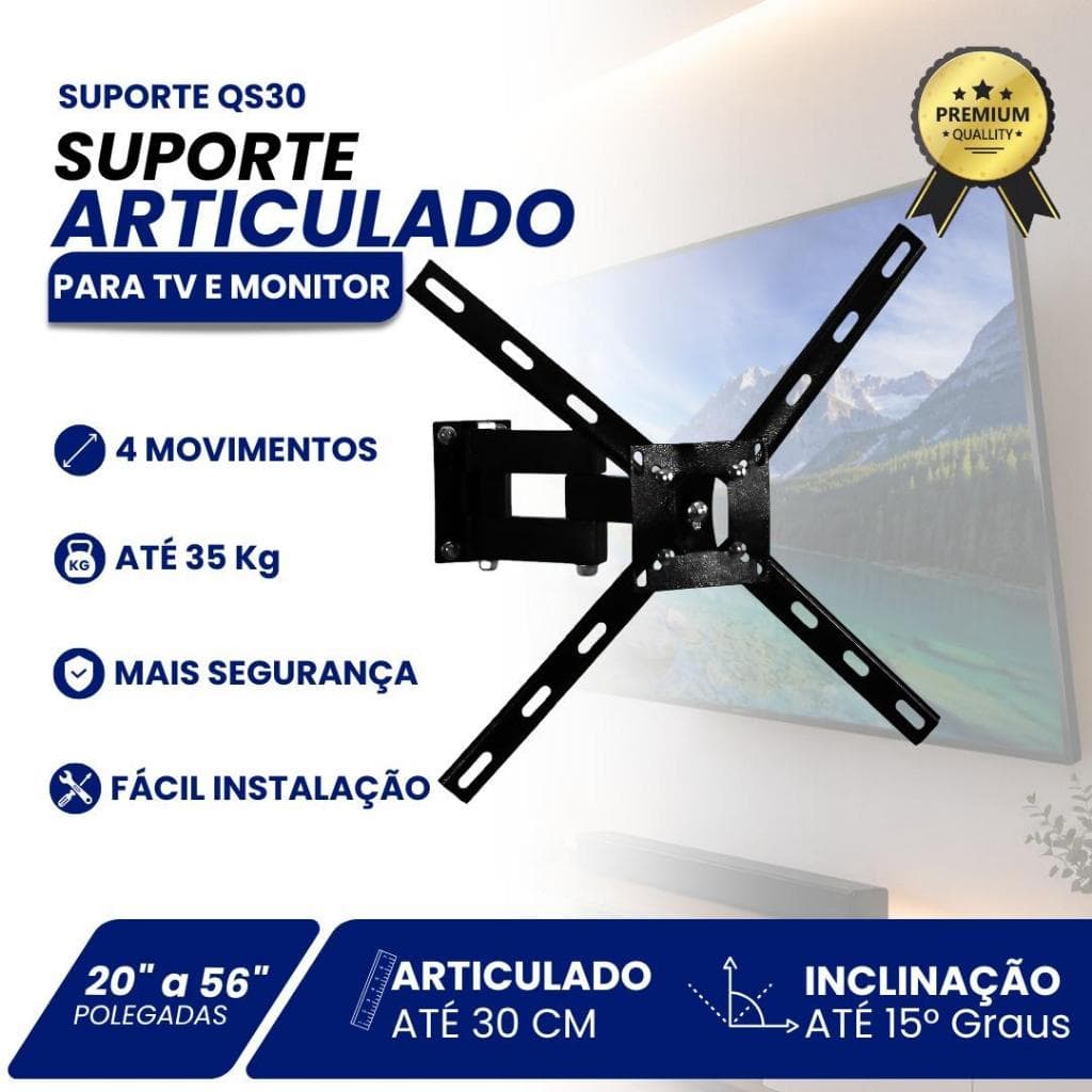 Suporte Articulado com 4 movimentos para Smart TV LED 43” TCL Full HD Android Wi-Fi 2 HDMI USB