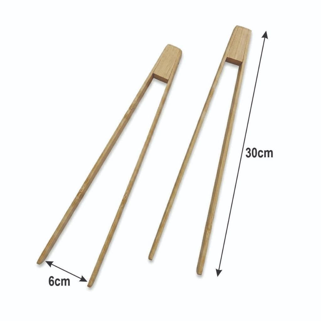 Pegadores De Bambu Pinça Culinária Frituras Saladas Pães 30cm - Kit com 3, 2 ou 1 unidade