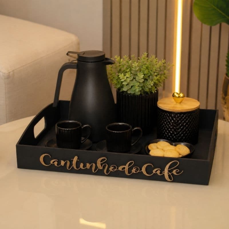 Bandeja Decorativa em MDF 3mm 35x25 – Preta