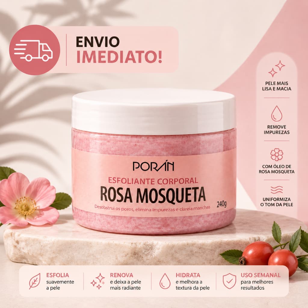 Esfoliante Corporal Rosa Mosqueta 240g Renovação Diária da Pele Para Todos Os Tipos