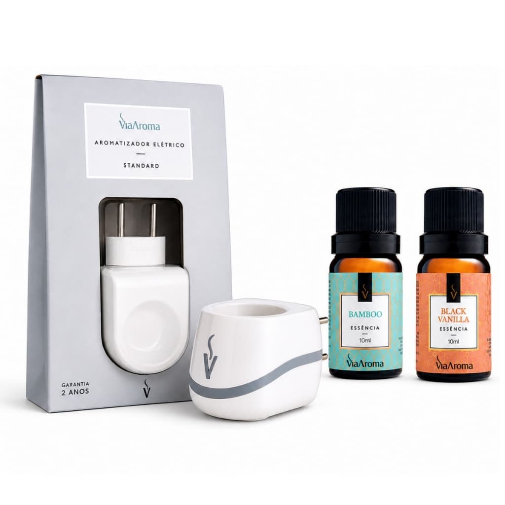 Kit Via Aroma Difusor Aromatizador com Essência Aromatizador Difusor Black Vanilla Bamboo