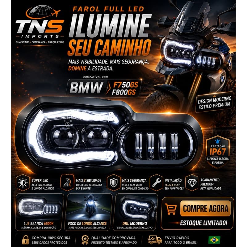 Farol De Led Para Bmw F750 Gs E Bmw 800 Gs