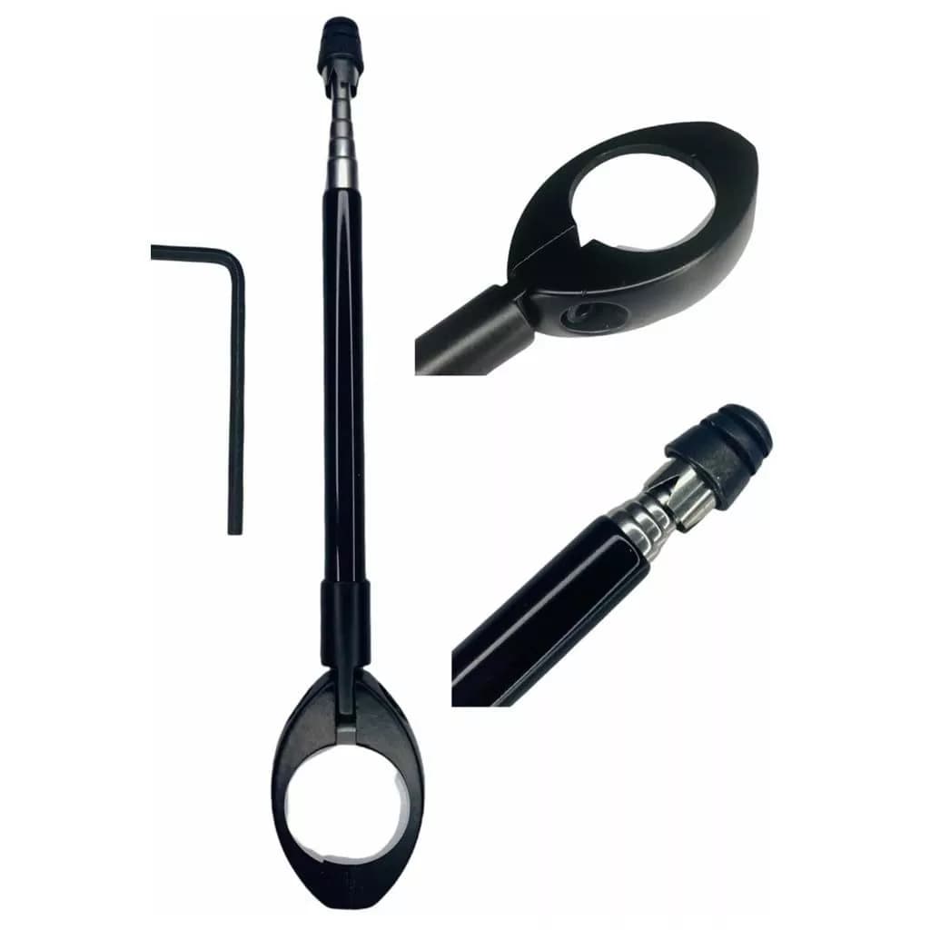 Antena Corta Pipa Moto Universal Retrátil 7 Estágios Aço Inox Preta Anti Cerol Guidão