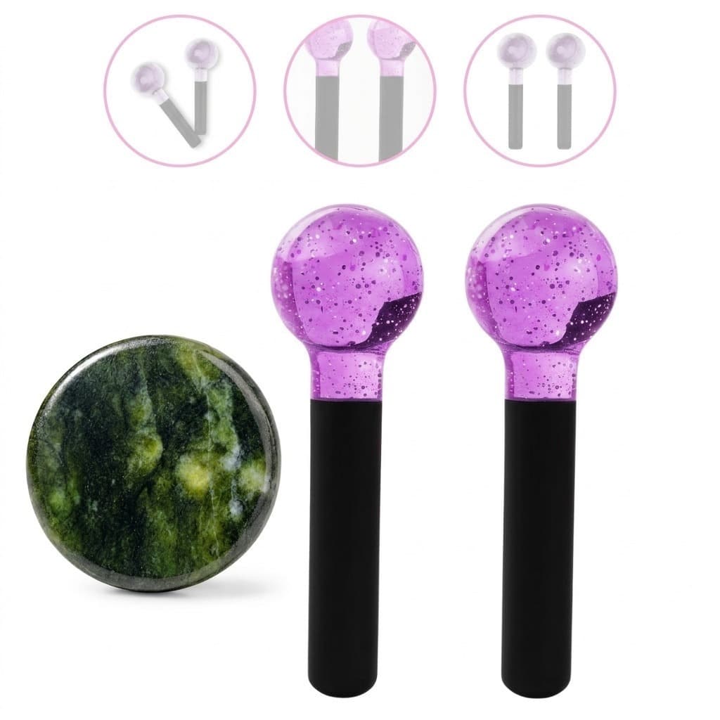 Kit Esfera Lilás Cromoterapia Spa Sobrancelhas Com Glitter