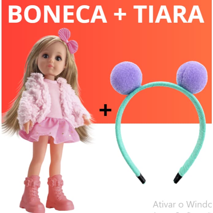 Bee Toys Boneca Harper Fashion Com Tiara Feita a Mão Brinquedo Infantil Menina