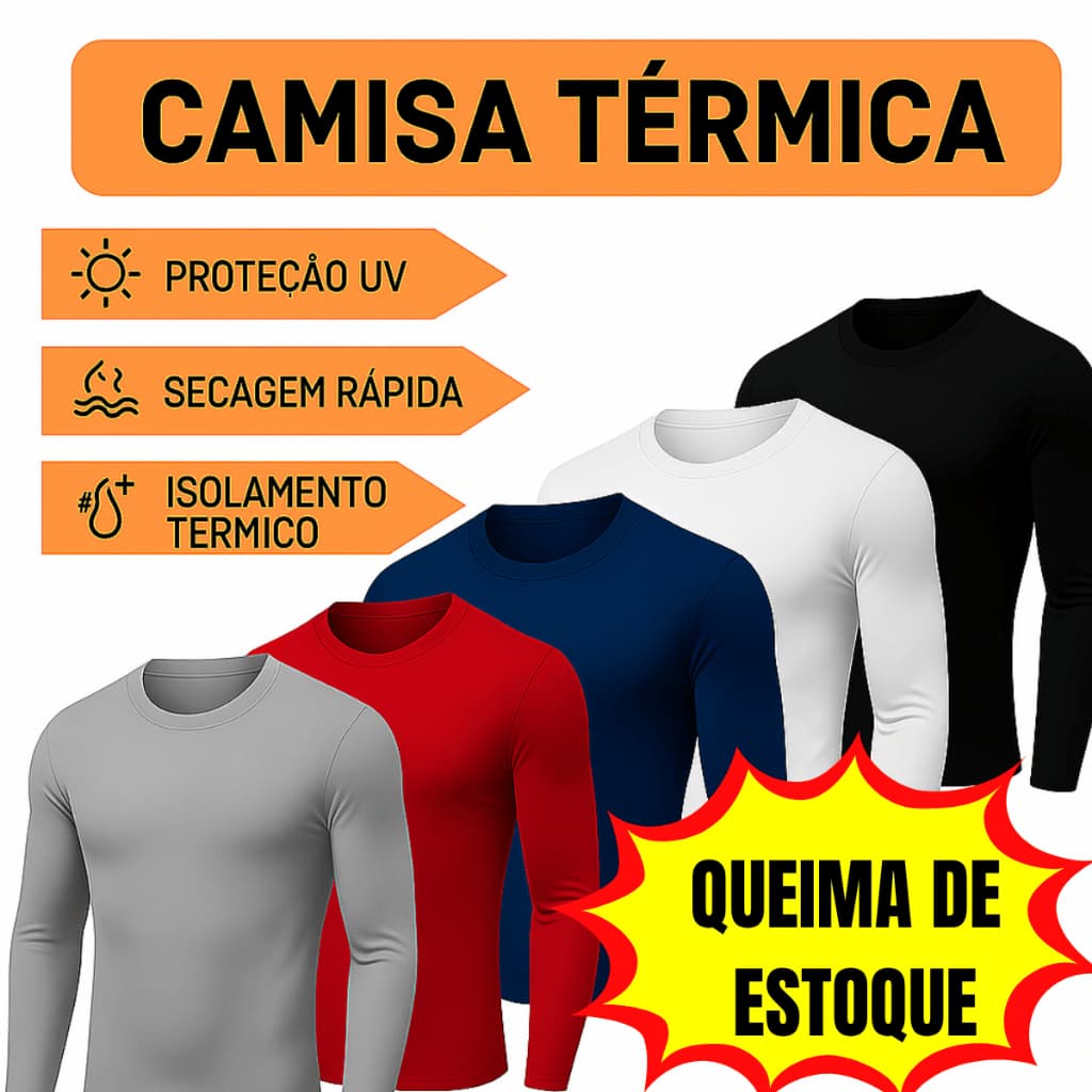 Camisa Térmica Manga Longa Proteção Solar UV 50+ Blusa Segunda Pele Camiseta Unissex Academia Moto