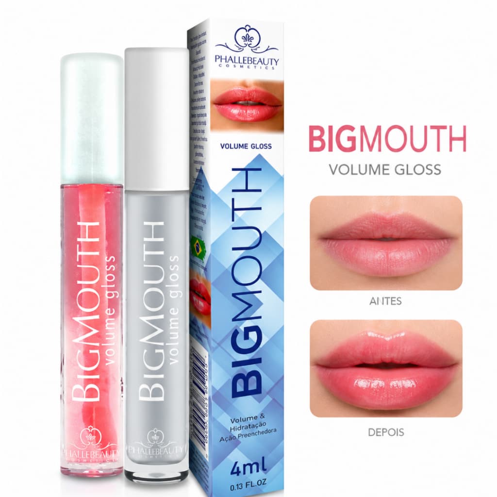 Gloss Labial Volumizador Big Mouth PhálleBeauty | Efeito Volume Imediato + Hidratante