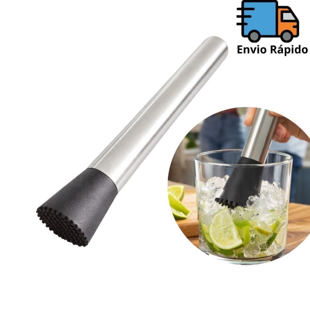 Socador para Caipirinha Inox 21cm para Drinks e Bebidas Ideal para Bar Casa Cozinha Quebrar Gelo