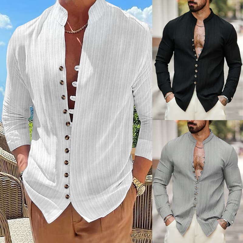 Camisa Masculina Casual Tecido Leve Lisa Basica Masculina Havaiana Ideal para Verão e Praia