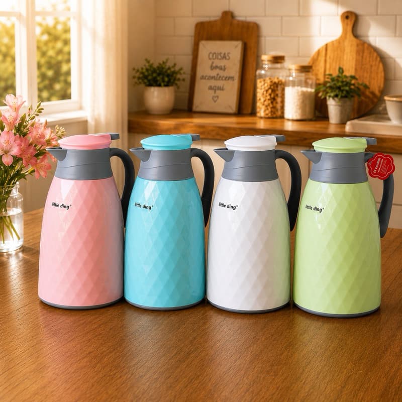 Garrafa Térmica Texturizada 1 L Café Chá Água com Gatilho Prático Design  Diferenciado e Sofisticado