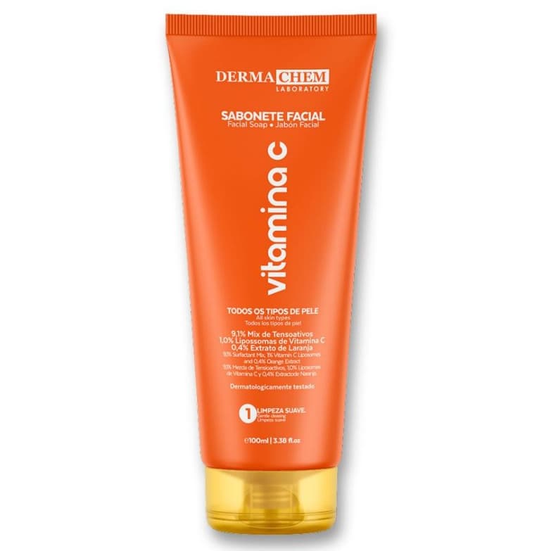 Sabonete Facial Vitamina C Dermachem 100ml Limpeza Iluminadora Pele Radiante Skincare Diário